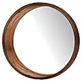 PTM Images Framed Mirror, Round Wall, 24"H x 24"W, Natural Brown
