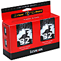 Lexmark™ 32 Black Ink Cartridges, Pack Of 2, 18C0533 1 thumbnail image