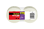 Scotch® Tear-By-Hand Tape, 2" x 50 Yd., Clear, Pack Of 2 Rolls 1 thumbnail image
