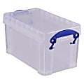 Really Useful Box® Plastic Storage Container With Built-In Handles And Snap Lid, 2.1 Liters, 9 7/16" x 5 1/8" x 5", Clear