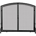 UniFlame Single Panel Black Wrought Iron Screen with Doors Medium