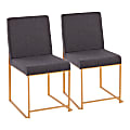 LumiSource High-Back Fuji Dining Chairs, Charcoal/Gold, Set Of 2 Chairs
