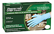 Protected Chef General Purpose Nitrile Gloves - Medium Size - Unisex - For Right/Left Hand - Blue - Disposable, Powder-free, Comfortable - For Cleaning, Food Handling - 100 / Box - 3.5 mil Thickness