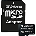 Verbatim™ Premium UHS-I Class 10 MicroSDXC Memory Card With Adapter, 128GB