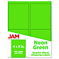 JAM Paper® Mailing Address Labels, Rectangle, 4" x 5", Neon Green, Pack Of 120