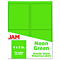JAM Paper® Mailing Address Labels, Rectangle, 4" x 5", Neon Green, Pack Of 120 1 thumbnail image