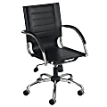 Safco® Flaunt™ Bonded Leather Mid-Back Chair, Chrome/Black