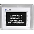 C-Line Zip 'N Go Reusable Poly Envelope with Outer Pocket - Zipper Closure, Clear, 3/PK, 48117 1 thumbnail image