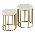 LumiSource Canary Nesting Ottomans, Gold/Cream, Set Of 2 Ottomans