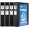 Avery® Economy View 3 Ring Binders, 1-1/2" Round Rings, Black, Pack Of 4