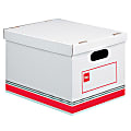 Office Depot® Brand Standard-Duty Storage Boxes With Lift-Off Lids And Built-In Handles, 15" x 12" x 10", Letter/Legal Size, 60% Recycled, Red/White, Case Of 12