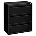 HON® 36"W Lateral 3-Drawer File Cabinet, Metal, Black