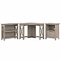 Bush Business Furniture Key West 35"W Small Corner Desk With Bookcase And Lateral File Cabinet, Washed Gray, Standard Delivery 1 thumbnail image