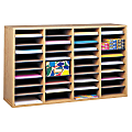 Safco® Adjustable Wood Literature Organizer, 24"H x 39-3/8"W x 11-3/4"D, 36 Compartments, Oak