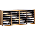 Safco® Adjustable Wood Literature Organizer, 16 3/8"H x 39 3/8"W x 11 3/4"D, 24 Compartments, Oak