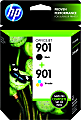 HP 901 Black And Tri-Color Ink Cartridges, Pack Of 2, CN069FN