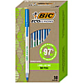 BIC Ecolutions Round Stic Ball Pens, Medium Point, 1.0 mm, 74% Recycled, Translucent Barrel, Blue Ink, Pack Of 50 Pens 1 thumbnail image