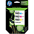 HP 940 Cyan, Magenta, Yellow Ink Cartridges, Pack Of 3, CN065FN