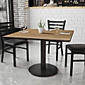 Flash Furniture Laminate Square Table Top With Round Table-Height Base, 31-1/8"H x 42"W x 42"D, Walnut/Black