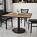 Flash Furniture Laminate Square Table Top With Round Table-Height Base, 31-1/8"H x 42"W x 42"D, Walnut/Black 1 thumbnail image