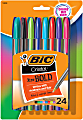 BIC Cristal Xtra Bold Ballpoint Pens, Bold Point, 1.6 mm, Translucent Barrel, Assorted Ink Colors, Pack Of 24 Pens