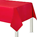 Amscan Flannel-Backed Vinyl Table Covers, 54” x 108”, Apple Red, Set Of 2 Covers