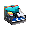 Mind Reader 3-Compartment Desk Organizer, 8-1/4”H x 12-1/2”W x 9-3/4”D, Black 1 thumbnail image
