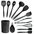 MegaChef Silicone Cooking Utensils, Black, Set Of 12 Utensils