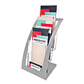 Deflecto® Contemporary Literature Holder, 3 Leaflet Size Compartments, 13 15/16"H x 6 3/4"W x 6 15/16"D, Clear/Silver
