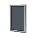 Ghent 1 Door Enclosed Fabric Bulletin Board, Satin Aluminum Frame, 36"H x 24"W, Gray 1 thumbnail image