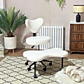 Pinmoco Ergonomic Fabric Mid-Back Cross-Legged Swivel Task Chair, White 1 thumbnail image