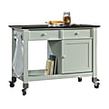 Sauder 2-Drawer Wood Mobile Kitchen Island, 36 3/8"H x 47 5/8"W x 23 1/2"D, Rainwater Green 1 thumbnail image