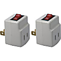QVS 2-Pack Single-Port Power Adaptor with Lighted On/Off Switch - 1 x 2P Plug - 1 x 2P Receptacle - 125 V AC / 15 A - Gray