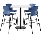 KFI Studios Proof Bistro Square Pedestal Table, Includes 4 Stools, 43-1/2”H x 36”W x 36”D, Designer White Top/Black Base/Navy Chairs - 840031941183 1 thumbnail image