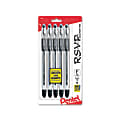 Pentel® R.S.V.P.® Ballpoint Pens, Fine Point, 0.7 mm, Clear Barrel, Black Ink, Pack Of 5