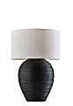 Adesso Drew Table Lamp, 25”H, White Textured Fabric Shade/Matte Black Ceramic Base