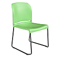 Flash Furniture HERCULES Series Full-Back Contoured Stacking Chair With Sled Base, Green 1 thumbnail image