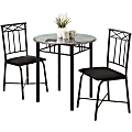 Monarch Specialties 30" Round Marble-Top Table With 2 Bistro Chairs, Gray/Black 1 thumbnail image