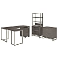 kathy ireland® Office by Bush Business Furniture Method 72"W L Shaped Desk with 30"W Return, File Cabinets and Bookcase, Cocoa, Standard Delivery 1 thumbnail image