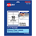 Avery® Glossy Permanent Labels With Sure Feed®, 94207-CGF25, Rectangle, 2" x 4", Clear, Pack Of 250