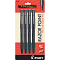 Pilot® Razor Point Marker Pens, Extra-Fine Point, 0.3mm, Black Barrel, Black Ink, Pack Of 4 1 thumbnail image