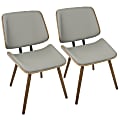 LumiSource Lombardi Chairs, Gray Seat/Walnut Frame, Set Of 2 Chairs
