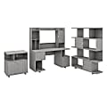 kathy ireland® Home by Bush Furniture Madison Avenue 60"W Computer Desk With Hutch/Lateral File Cabinet/Bookcase, Modern Gray, Standard Delivery