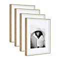 Kate And Laurel Gibson Transitional Casual Picture Frame Set, 14 3/4” x 11 3/4" With Mat, White/Natural, Set Of 4 1 thumbnail image