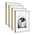 Uniek Kate And Laurel Gibson Transitional Casual Picture Frame Set, 14 3/4” x 11 3/4" With Mat, White/Natural, Set Of 4