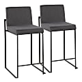 LumiSource Fuji Contemporary Counter Stools, Black/Charcoal, Set Of 2 Stools