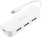 Ativa® 4-Port USB 2.0-To-USB Type-C Hub, 8.1"H x 3"W x 1.2"D, White, 58568