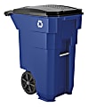 Suncast Commercial Wheeled Square HDPE Trash Can, 50 Gallons, 38-1/2"H x 23-5/16"W x 30"D, Blue Recycle