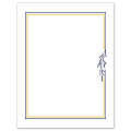 Avery® Printable Cards, S00-DPJ-PRMWC10, Rectangle, 8-1/2" x 11", Matte White, Preprinted Gold & Navy Border with Florals Design, Pack Of 10 1 thumbnail image