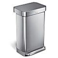 simplehuman Rectangular Step Can With Liner Pocket, 12 Gallons, Stainless Steel with Grey Plastic Lid 1 thumbnail image
